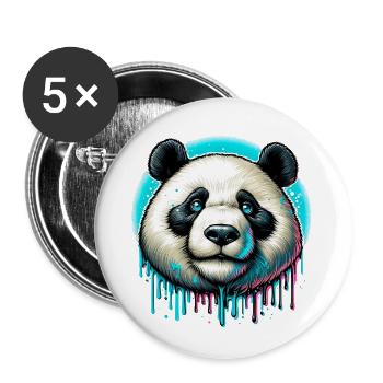 Panda - Buttons klein 25 mm (5er Pack) - Weiß - Vorne