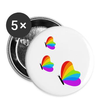 Papillons de la fierté - Lot de 5 petits badges (25 mm) - blanc - Devant