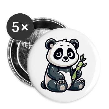 Bamboo Buddy: Der Content-Panda - Buttons klein 25 mm (5er Pack) - Weiß - Vorne