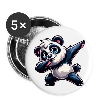 Cute Panda Makes Dab Cartoon - Buttons small 1''/25 mm (5-pack) - white - Front