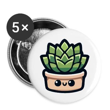 Petite Potted Pal: Die fröhliche Sukkulente - Buttons klein 25 mm (5er Pack) - Weiß - Vorne
