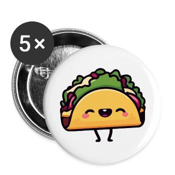 Fröhlicher Taco Toon - Buttons klein 25 mm (5er Pack) - Weiß - Vorne