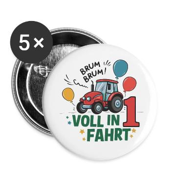 Cool Tractor 1st Birthday: Best Selling Gift! - Buttons small 1''/25 mm (5-pack) - white - Front