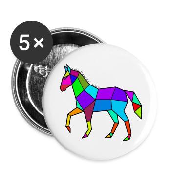 pferd polygon bunt - Buttons klein 25 mm (5er Pack) - Weiß - Vorne