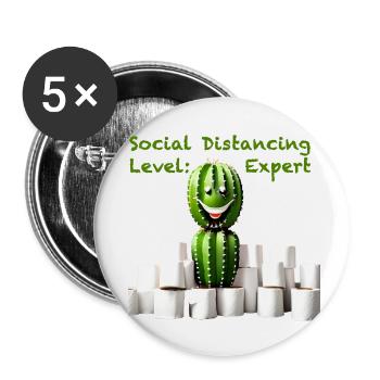 Social Distancing Level Expert - Buttons klein 25 mm (5er Pack) - Weiß - Vorne