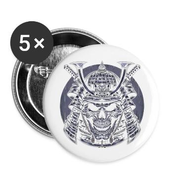 Samurai-Schädel der Seele - Buttons klein 25 mm (5er Pack) - Weiß - Vorne