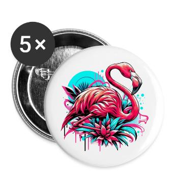Flamingo - Buttons klein 25 mm (5er Pack) - Weiß - Vorne