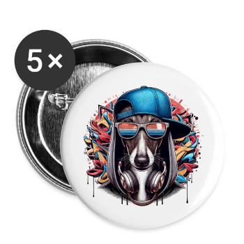Windhund Gangsta Hund Graffiti Geschenk - Buttons klein 25 mm (5er Pack) - Weiß - Vorne