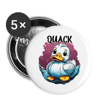 Canard en caoutchouc / Canard en caoutchouc / Eau / Baignoire - Lot de 5 petits badges (25 mm) - blanc - Devant