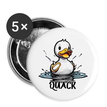 Canard en caoutchouc / Canard en caoutchouc / Eau / Baignoire - Lot de 5 petits badges (25 mm) - blanc - Devant