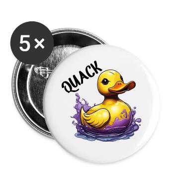 Canard en caoutchouc / Canard en caoutchouc / Eau / Baignoire - Lot de 5 petits badges (25 mm) - blanc - Devant