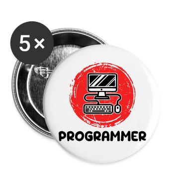 Développeur informatique Programmeur Code Scripting - Lot de 5 petits badges (25 mm) - blanc - Devant