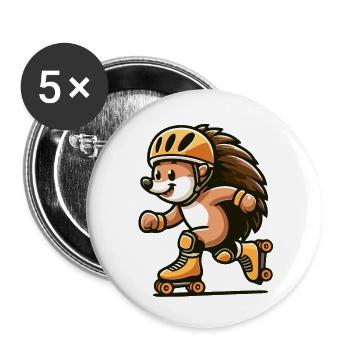 Roller Rush Hedgehog: The Speedy Skater - Buttons small 1''/25 mm (5-pack) - white - Front
