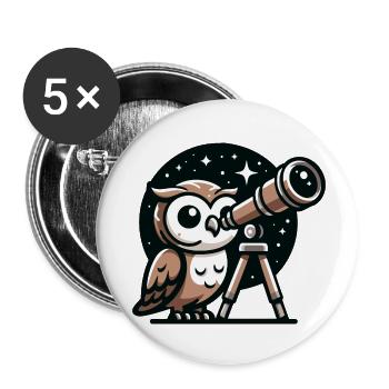 Stargazer Hoot: The Celestial Owl - Buttons small 1''/25 mm (5-pack) - white - Front