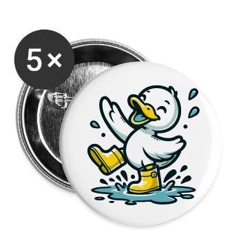 Splashy Quacker: Die Pfützenhüpfende Ente - Buttons klein 25 mm (5er Pack) - Weiß - Vorne