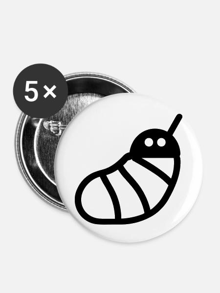 Raupe - Buttons klein 25 mm (5er Pack) - Weiß