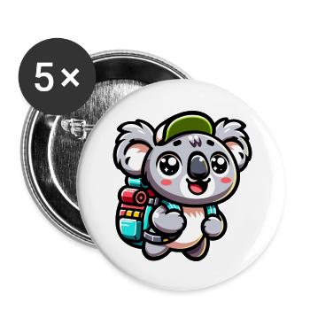 Abenteuerlustiger Koala Backpacker Illustration - Buttons klein 25 mm (5er Pack) - Weiß - Vorne