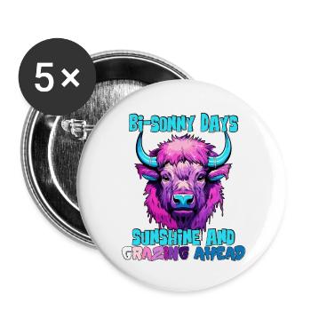 Bison et journées ensoleillées de pâturage estival fou - Lot de 5 petits badges (25 mm) - blanc - Devant