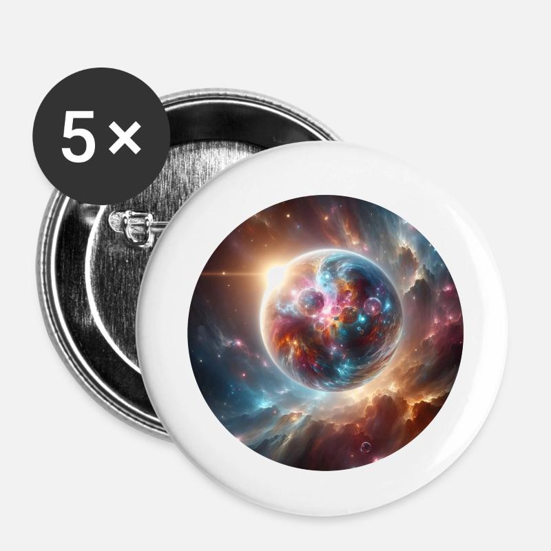 Espace - Lot de 5 petits badges (25 mm) - blanc