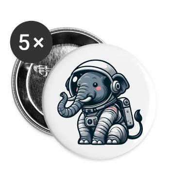 Elephant, Astronaut, Space, Universe - Buttons small 1''/25 mm (5-pack) - white - Front
