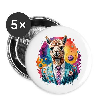 Alpaka im Anzug - Buttons klein 25 mm (5er Pack) - Weiß - Vorne