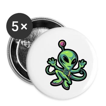 Alien Design 1 - Buttons klein 25 mm (5er Pack) - Weiß - Vorne