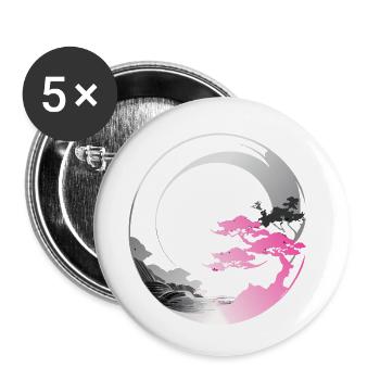 Japan modern enso rose - Buttons small 1''/25 mm (5-pack) - white - Front