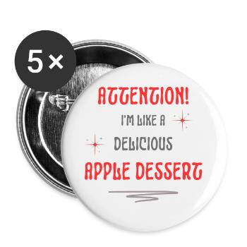apple dessert friendly text - Buttons small 1''/25 mm (5-pack) - white - Front