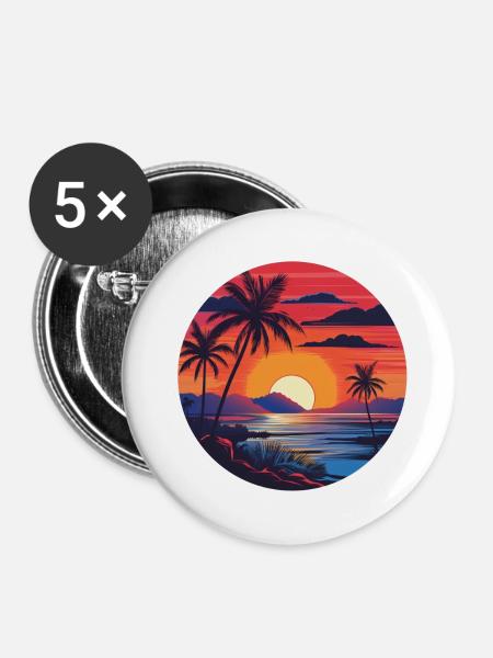 Tropisches Paradies - Buttons klein 25 mm (5er Pack) - Weiß
