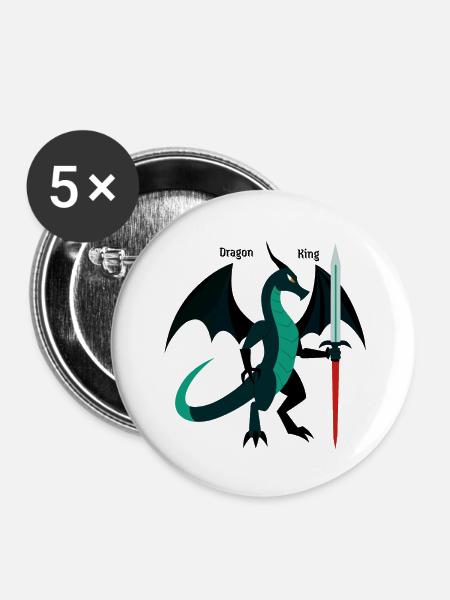 Drachenkönig - Buttons klein 25 mm (5er Pack) - Weiß