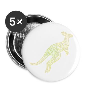 kangaroo aboriginal motifs, tribal - Buttons small 1''/25 mm (5-pack) - white - Front
