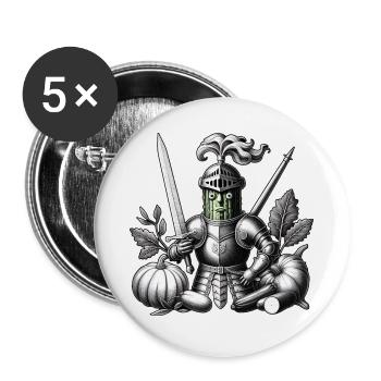 Vegan Pickle Warrior - Gurkenkrieger - Buttons klein 25 mm (5er Pack) - Weiß - Vorne