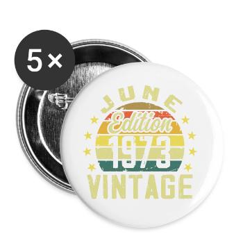 Juni 1973 Juni Retro Juni 1973 Geburtstagsgeschenk - Buttons klein 25 mm (5er Pack) - Weiß - Vorne