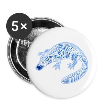 platypus, aboriginal motifs, tribal blue, - Buttons small 1''/25 mm (5-pack) - white - Front