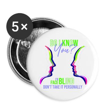 faceblind - Buttons small 1''/25 mm (5-pack) - white - Front