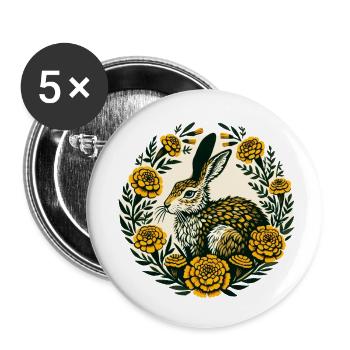 Lièvre de souci - Lot de 5 petits badges (25 mm) - blanc - Devant