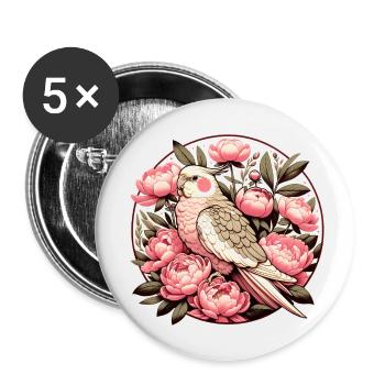 Cockatiel - Buttons small 1''/25 mm (5-pack) - white - Front