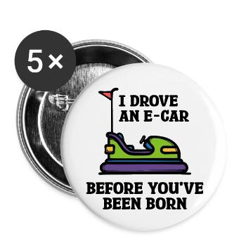 Energy Storage Statement Refueling Electricity E-car - Buttons small 1''/25 mm (5-pack) - white - Front