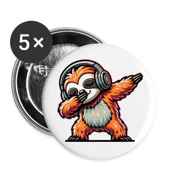 Dabbing Sloth - Buttons small 1''/25 mm (5-pack) - white - Front