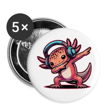 Dabbing Axolotl - Buttons small 1''/25 mm (5-pack) - white - Front