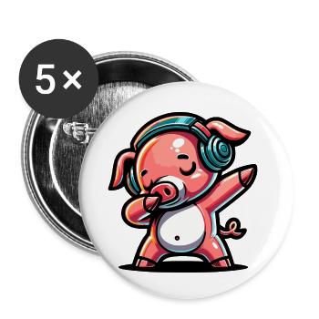Dabbing Pig - Buttons small 1''/25 mm (5-pack) - white - Front