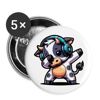 Dabbing Cow - Buttons small 1''/25 mm (5-pack) - white - Front
