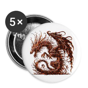 Fantasy-Drache, Anime-Drachenkopf, mythische Reptilienmagie - Buttons klein 25 mm (5er Pack) - Weiß - Vorne