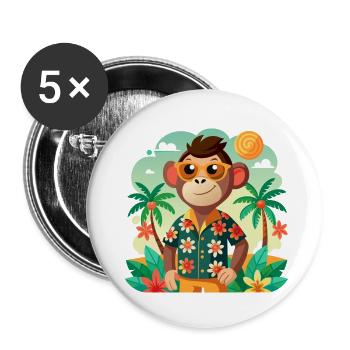 Jungle Junior: Playful Monkey Adventure - Buttons small 1''/25 mm (5-pack) - white - Front