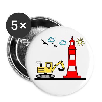 Excavator - Buttons small 1''/25 mm (5-pack) - white - Front