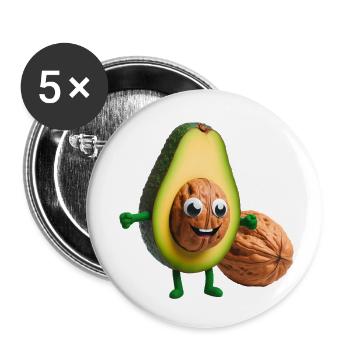 Avocat aux cerneaux de noix - Lot de 5 petits badges (25 mm) - blanc - Devant