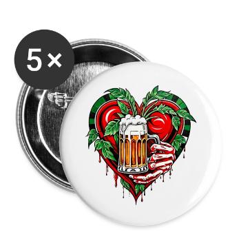 Ich liebe Bier - Buttons klein 25 mm (5er Pack) - Weiß - Vorne