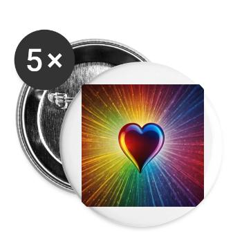 Regenbogen Herz - Buttons klein 25 mm (5er Pack) - Weiß - Vorne