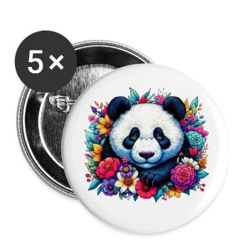 Panda - Buttons klein 25 mm (5er Pack) - Weiß - Vorne