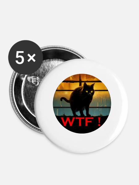 WTF Katze im Abendlicht - Buttons klein 25 mm (5er Pack) - Weiß